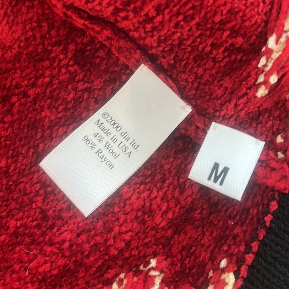 Vintage Y2K Wool Dia North of Boston Zip Up Cardigan Knit Sweater Red sz M EUC - Picture 15 of 17